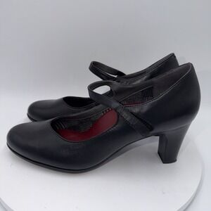 Abeo Vanessa Mary Jane Pumps Heels Black Leather Hook & Loop Womens 11 N